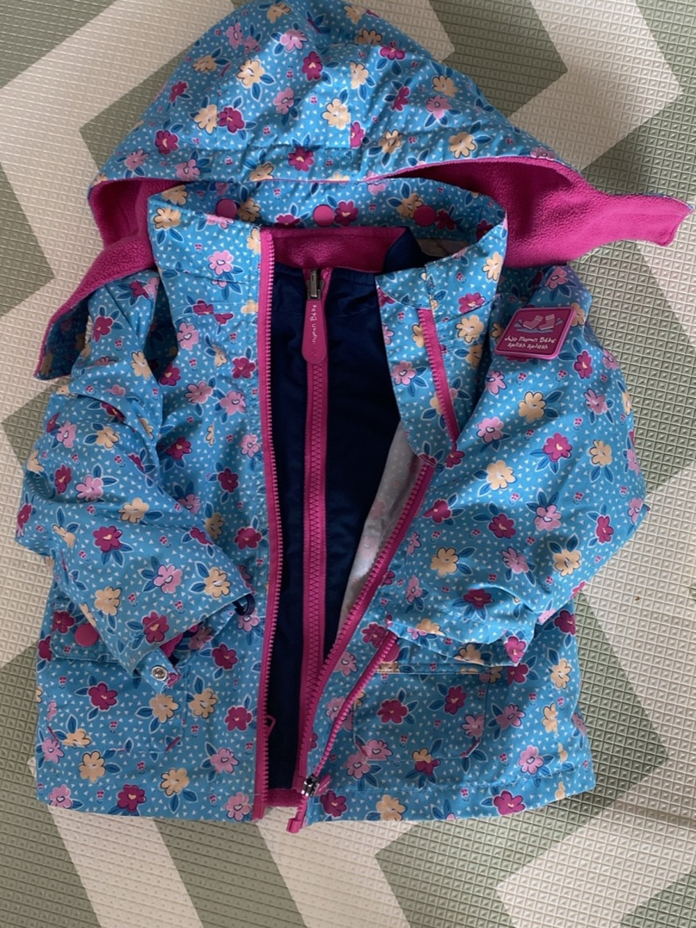 Jojo Maman Bebe - Kids Floral Hooded Rain Jacket 3 in 1 - Blue/Pink